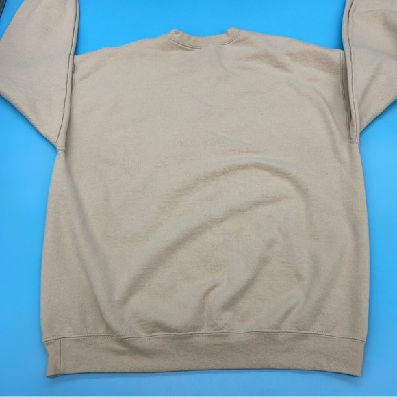 Vintage Nike Spell Out Tan with Swoosh Men's Crewneck Sweatshirt Gildan Tag LG - Picture 4 of 11